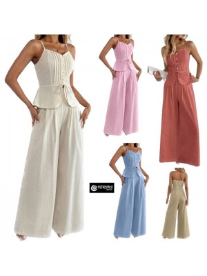 Condividi Completo Donna Pantaloni Larghi e Top Woman Trousers Camisole Set SETWOM09